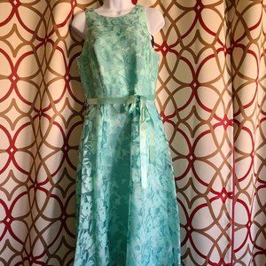 Tahari ASL Women's Sleeveless Lace Overlay Flared Skirt Party Dress